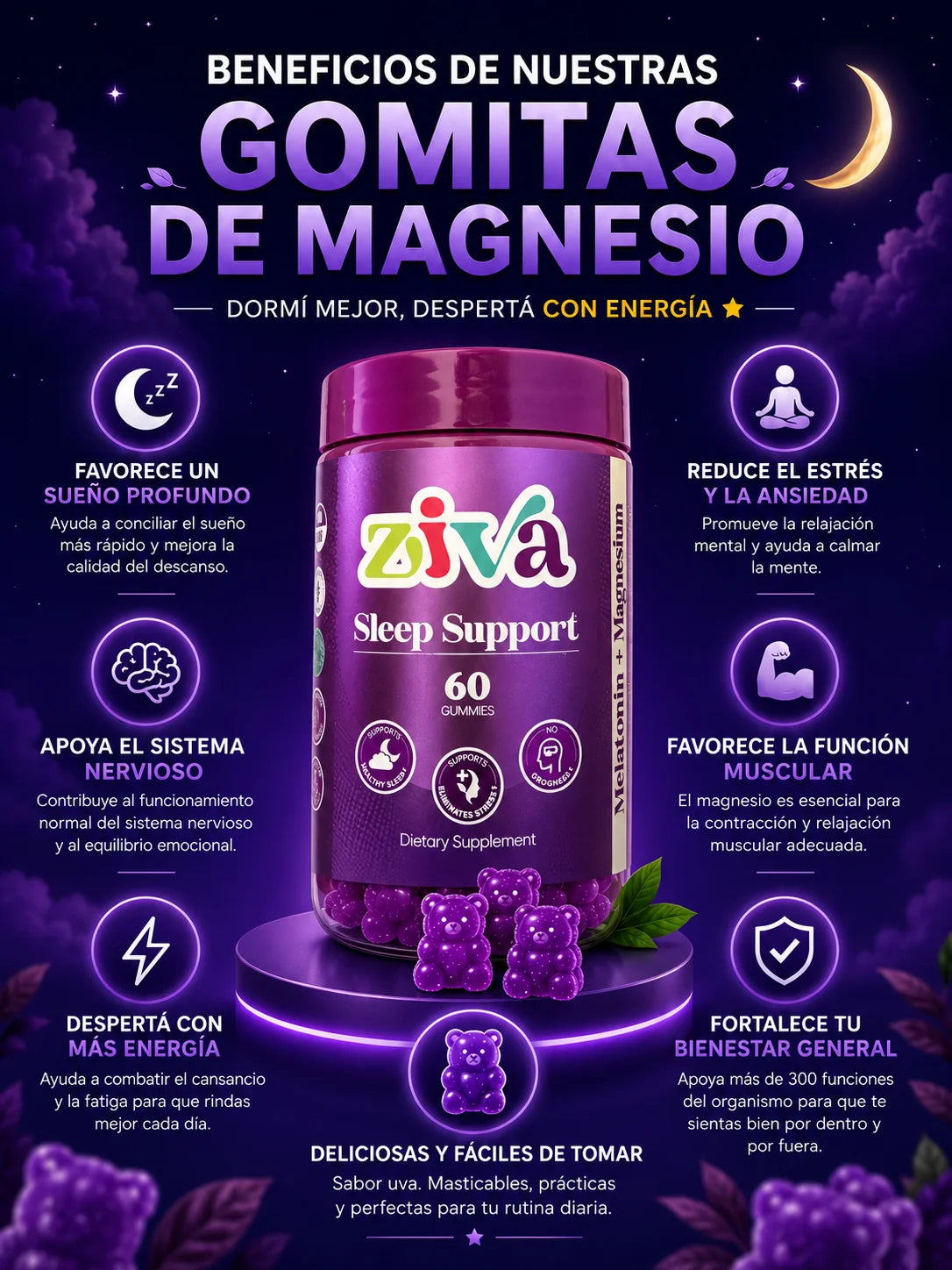 GOMITAS PARA DORMIR | MELATONINA + CITRATO DE MAGNESIO