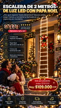 ESCALERA DE 2 METROS EN LUZ LED CON PAPA NOEL