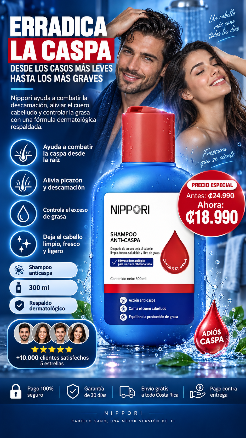 NIPPORI - Shampoo Dermatologico Eliminador de Caspa
